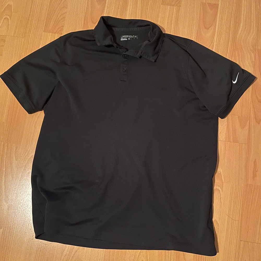 Nike dri fit golf Black Shirt for Men plain black collared shirt no branding